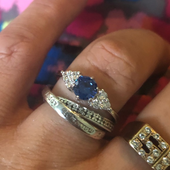 (SALE) .925 SS Blue Sapphire& Wh Sapp  GORGEOUS Dainty! - Picture 2 of 5